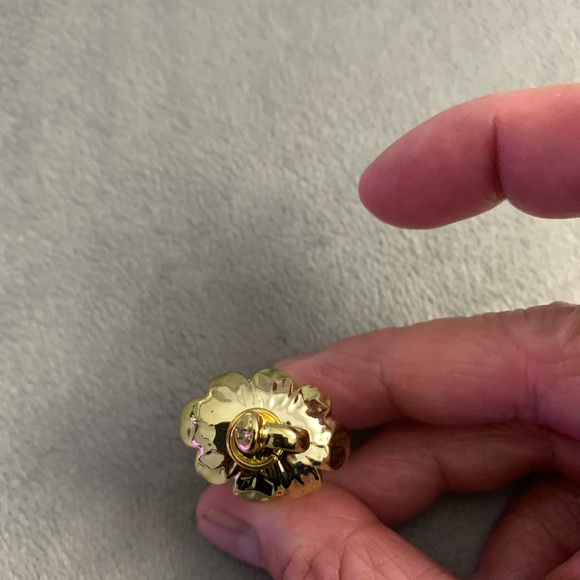 Upcycled Gold and Clear Crystal Acrylic Strawberry Pendant - Picture 2 of 5